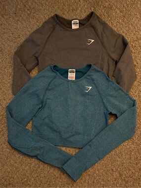 Gymshark Seamless Crop Tops - Teal & Charcoal Duo